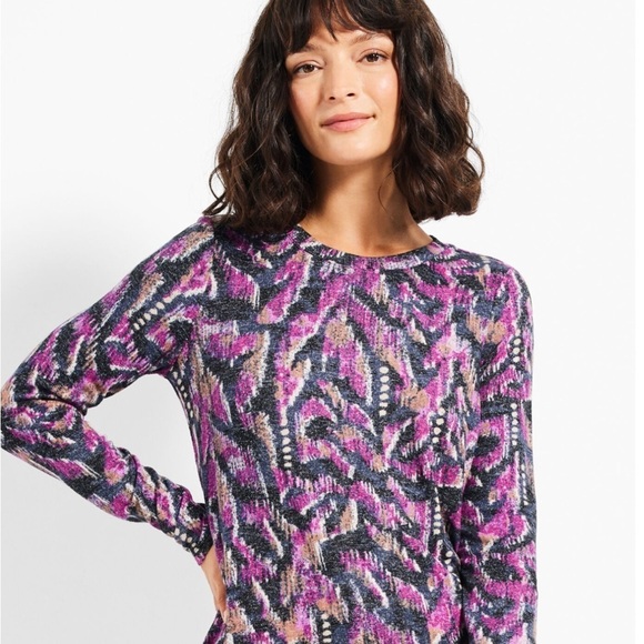 NZT Sweet Dreams Long Sleeve Printed Vines Popover Top  Nic + Zoe Pink Multi - Picture 2 of 15